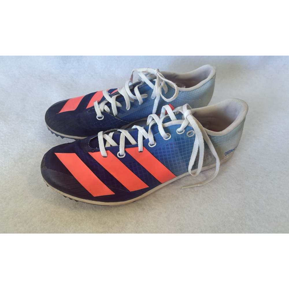 Adidas DistanceStar Track Spikes Blue Neon Coral Mens 7.5 Lightweight Shoes